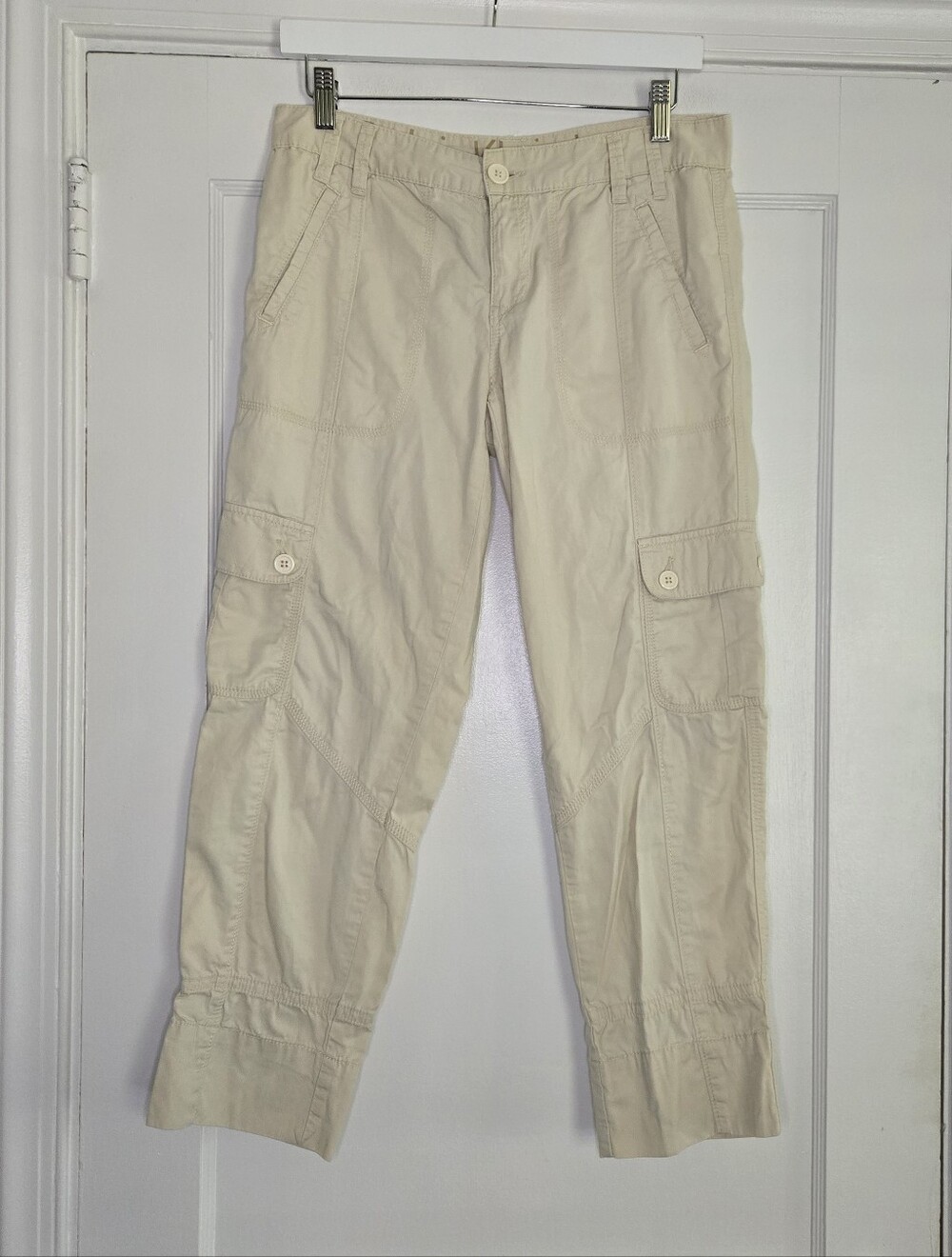 Calvin Klein Jeans Cropped Cargo Pants Light Beige Y2K Women's 8